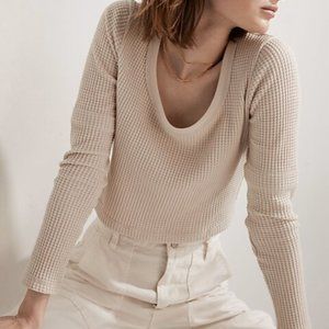 Madewell MWL Waffle Long-Sleeve Crop Tee - Size Medium - Fantastic Condition